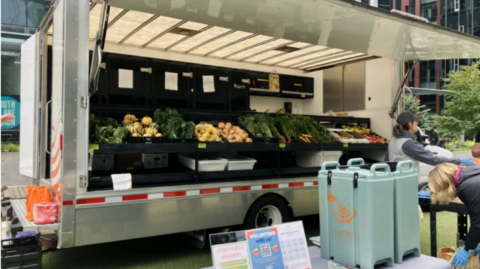 A picture of the late FareStart mobile market open and operational.