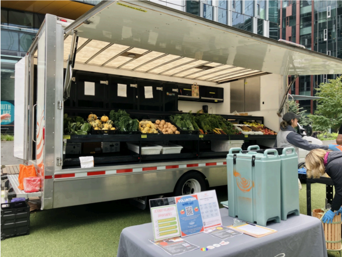 A picture of the late FareStart mobile market open and operational.